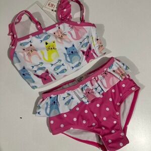 New Pete & Lucy 2pc Swimsuit w/Cats Size 7/8